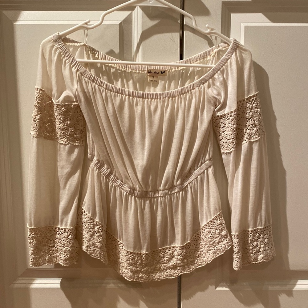 Off shoulder cream top with lace